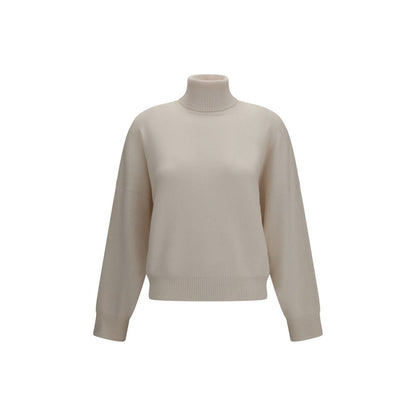 Sweater by Brunello Cucinelli for women in cashmere beige showcases an masterful silhouette, artfully detailed with a masterful turtle neckline and for a sophisticated, premium finish.