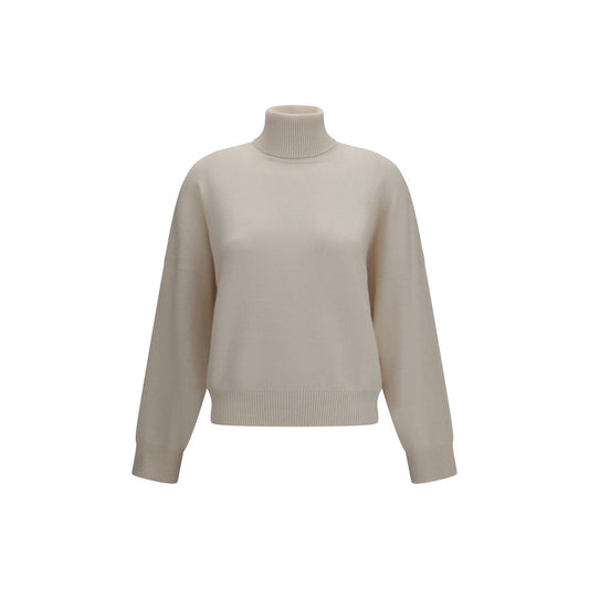 Sweater by Brunello Cucinelli for women in cashmere beige showcases an masterful silhouette, artfully detailed with a masterful turtle neckline and for a sophisticated, premium finish.