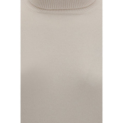 Sweater by Brunello Cucinelli for women in cashmere beige showcases a discreet silhouette, finished with a discreet and for a discreet look.