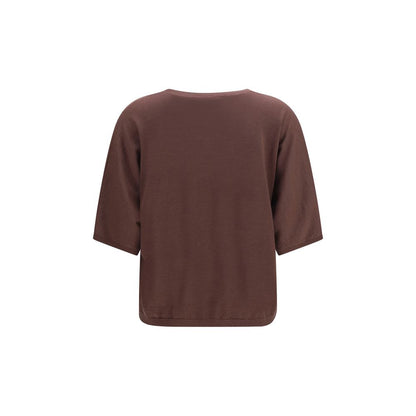 Sweater by Brunello Cucinelli for women in cashmere silk purple features an polished silhouette, showcasing refined and a sophisticated round neckline for a truly polished finish.
