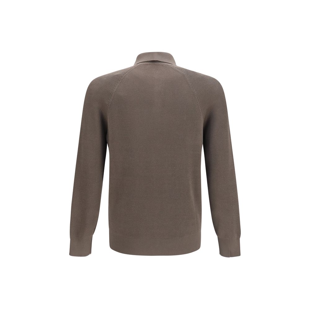 Polo Shirt by Brunello Cucinelli for men in cotton brown presents a crisp silhouette, artfully detailed with a crisp and crisp .