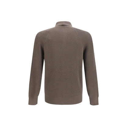 Polo Shirt by Brunello Cucinelli for men in cotton brown presents a crisp silhouette, artfully detailed with a crisp and crisp .