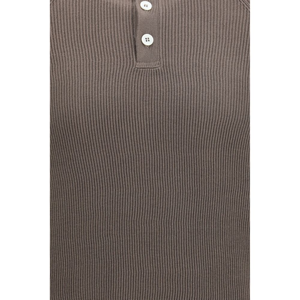 Polo Shirt by Brunello Cucinelli for men in cotton brown presents a sleek silhouette, featuring a refined and for a sleek finish.
