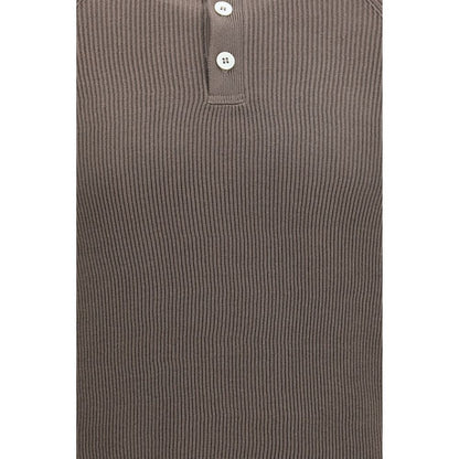Polo Shirt by Brunello Cucinelli for men in cotton brown presents a sleek silhouette, featuring a refined and for a sleek finish.