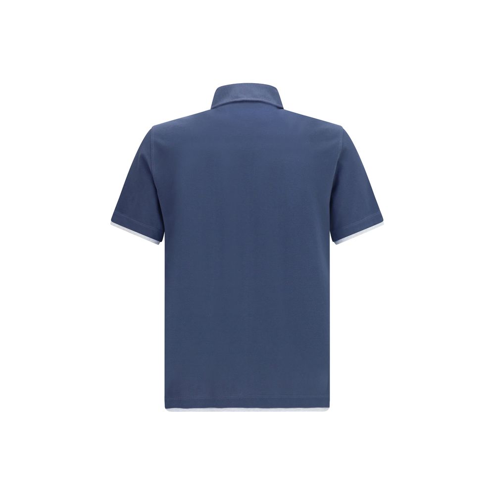 Polo Shirt by Brunello Cucinelli for men in cotton blue features a eye catching silhouette, showcasing a refined and for a eye catching finish.