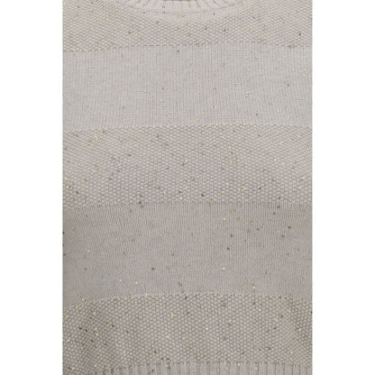 Sweatshirt by Brunello Cucinelli for women in polyester cotton & sequins beige features an enviable silhouette, showcasing a premium and refined for a truly enviable finish.
