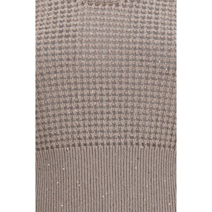Tank Top by Brunello Cucinelli for women in polyester cotton & sequins beige & natural showcases a meticulous silhouette, artfully finished with a meticulous and for a sophisticated, meticulous look.