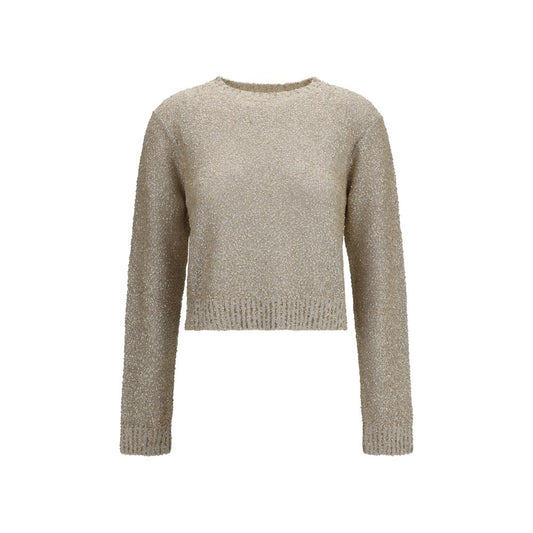 Sweatshirt by Brunello Cucinelli for women in linen capra leather & sequins beige features a unrivaled silhouette with a refined round neckline and unrivaled long-sleeve detailing for a sophisticated look.