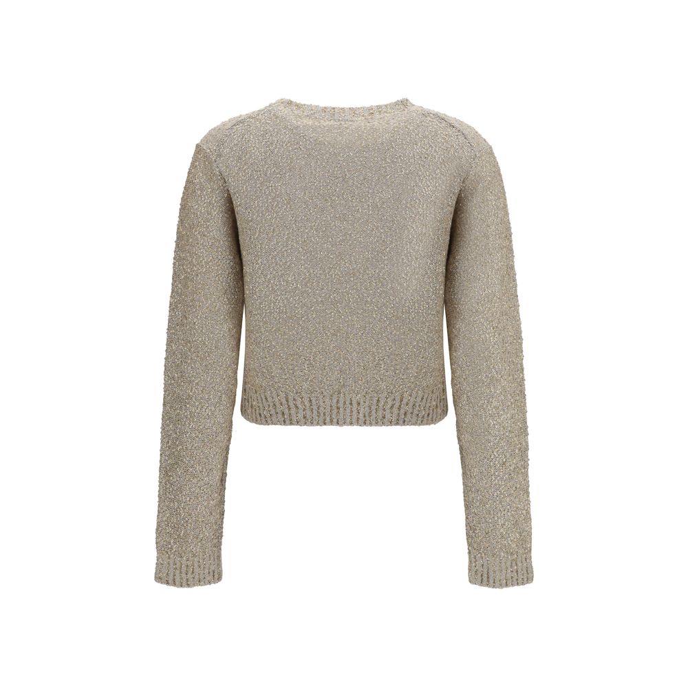 Sweatshirt by Brunello Cucinelli for women in linen capra leather & sequins beige features an enviable silhouette, showcasing a premium and refined round neckline for a truly enviable finish.