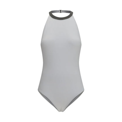 One-Piece Swimsuit by Brunello Cucinelli for women in stretch polyamide white features a contemporary silhouette, showcasing the contemporary cut of this Women's Stretch Polyamide One-Piece Swimsuit for a sophisticated, contemporary beachwear aesthetic.