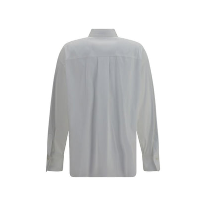 Dress Shirt by Brunello Cucinelli for women in stretch polyamide cotton white features an architectural silhouette with a refined and elegant for a architectural look.
