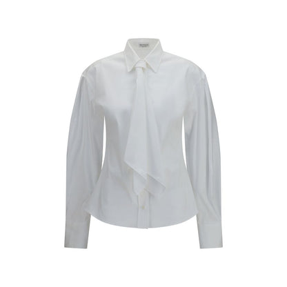 Dress Shirt by Brunello Cucinelli for women in stretch polyamide cotton white features an architectural silhouette with a refined long-sleeve and elegant for a architectural look.