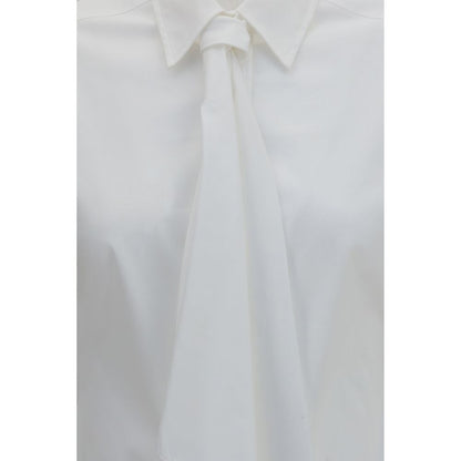 Dress Shirt by Brunello Cucinelli for women in stretch polyamide cotton white showcases a sharp silhouette, elegantly detailed with a sharp and sharp .
