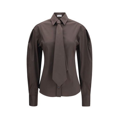 Dress Shirt by Brunello Cucinelli for women in stretch polyamide cotton brown features an polished silhouette, showcasing a sophisticated and long-sleeve detail for a truly polished finish.