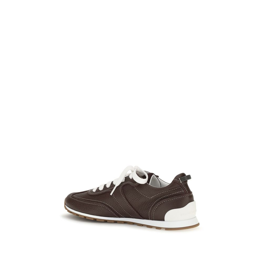 Athletic Sneakers by Brunello Cucinelli for women in bos taurus calf leather brown features an exquisite silhouette, showcasing the premium athletic style of the Women's Athletic Bos Taurus Calf Leather Sneakers with an exquisite finish.