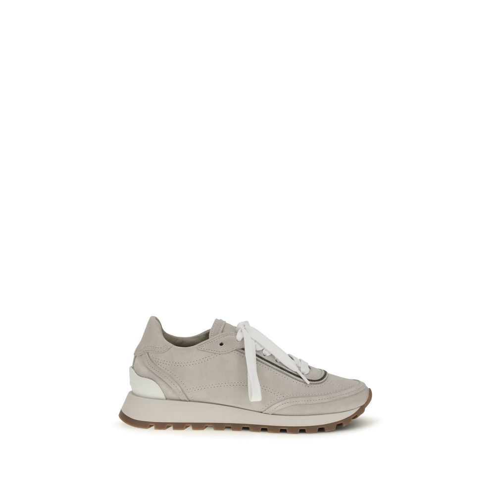 Athletic Sneakers by Brunello Cucinelli for women in bos taurus calf leather gray features an timeless silhouette from the Women's Athletic Bos Taurus Calf Leather Sneakers collection, showcasing a timeless athletic style for a timeless look.