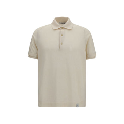 Polo Shirt by Premiata for men in cotton beige presents a crisp silhouette, artfully detailed with a crisp and crisp asymmetric neckline.