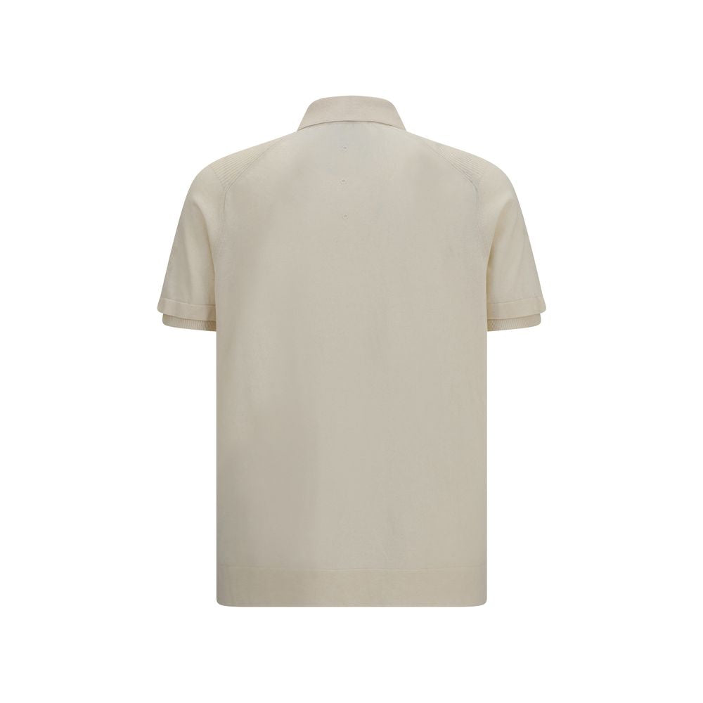 Polo Shirt by Premiata for men in cotton beige presents a distinguished silhouette, showcasing a sophisticated asymmetric neckline and distinguished for a truly distinguished finish.