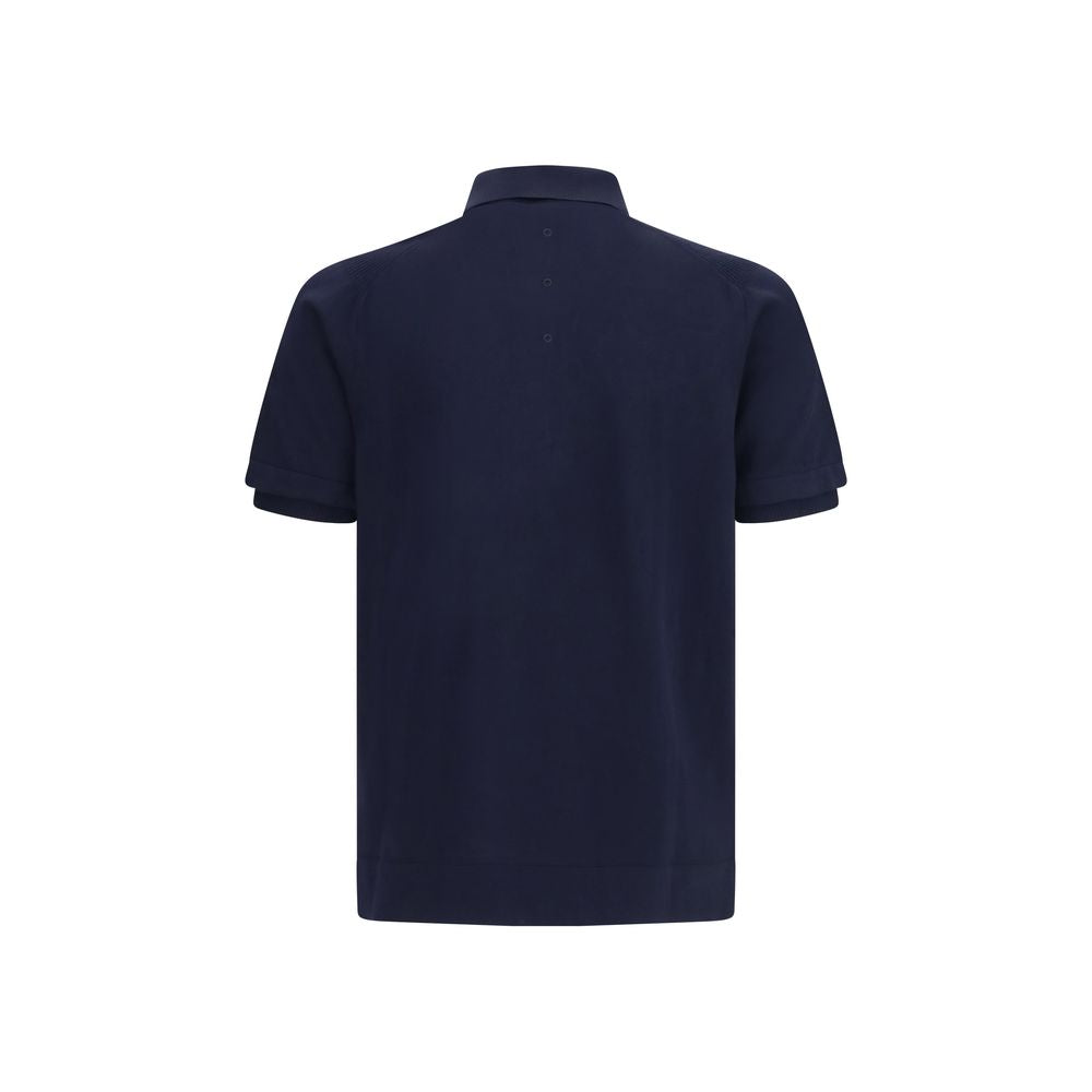 Polo Shirt by Premiata for men in cotton blue showcases a sharp silhouette, detailed with a refined asymmetric neckline and sharp for a sophisticated finish.