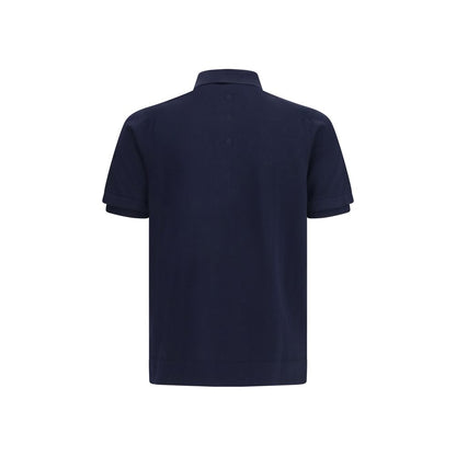 Polo Shirt by Premiata for men in cotton blue showcases a sharp silhouette, detailed with a refined asymmetric neckline and sharp for a sophisticated finish.