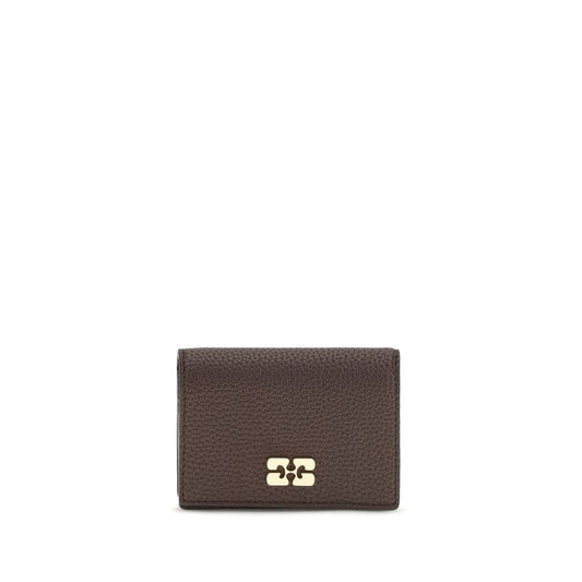 Cardholder Wallet by Ganni for women in tu polyester polyurethane grained leather brown, gold & signature presents a refined silhouette, artfully capturing the essence of the TU Polyester Polyurethane Grained Leather Cardholder Wallet design with sophisticated card-organization compact-design for a refined look.