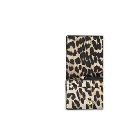 Cardholder Wallet by Ganni for women in tu polyester & polyurethane animal, gold, multicolor, signature & print presents a architectural silhouette from the Bou TU Polyester & Polyurethane Cardholder Wallet collection, showcasing architectural card-organization compact-design for a architectural finish.