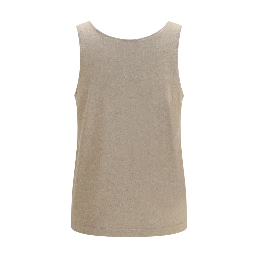 Tank Top by Brunello Cucinelli for women in silk cashmere & polyester beige showcases a meticulous silhouette, artfully finished with a meticulous round neckline and for a sophisticated, meticulous look.