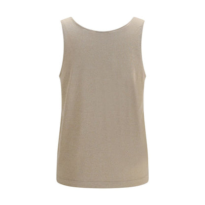 Tank Top by Brunello Cucinelli for women in silk cashmere & polyester beige showcases a meticulous silhouette, artfully finished with a meticulous round neckline and for a sophisticated, meticulous look.
