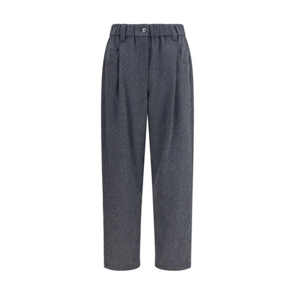 Casual Pants by Brunello Cucinelli for women in merino wool gray features a polished silhouette with a polished straight-leg & regular-fit, reaching a polished long and finished with a polished .