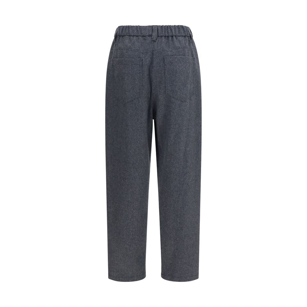 Casual Pants by Brunello Cucinelli for women in merino wool gray features an sartorial straight-leg & regular-fit and long with a cut for a sartorial finish.