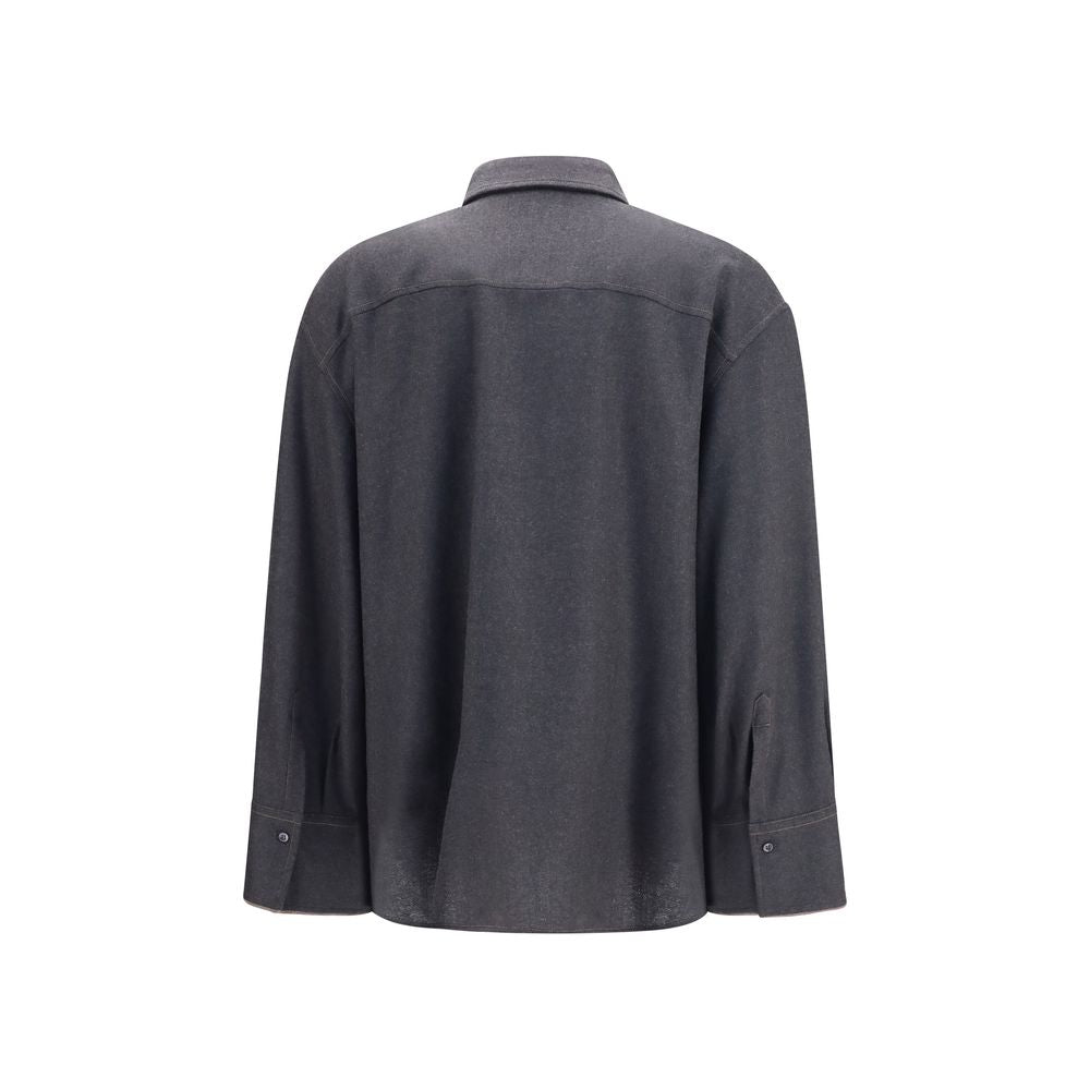 Dress Shirt by Brunello Cucinelli for women in merino virgin wool gray showcases a sublime silhouette, artfully detailed with a sublime and for a sophisticated, sublime finish.