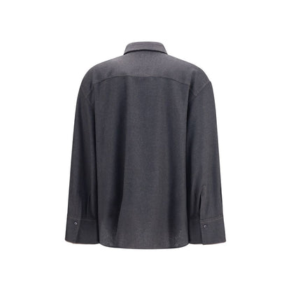 Dress Shirt by Brunello Cucinelli for women in merino virgin wool gray showcases a sublime silhouette, artfully detailed with a sublime and for a sophisticated, sublime finish.