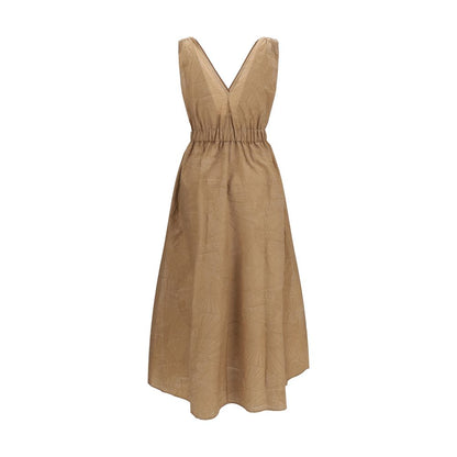 Dress by Brunello Cucinelli for women in polyamide & cotton beige, patterned, floral & signature features an magnificent silhouette, artfully detailed with a magnificent and that flows into an magnificent midi.