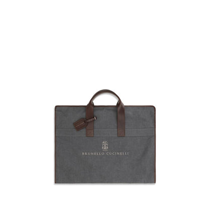 Travel Duffel Bag by Brunello Cucinelli for men in polyurethane polyester leather & viscose gray features a meticulous Devotion Polyurethane Polyester Leather & Viscose Travel Duffel Bag design with a secure zipper, ample built-in-compartments, and versatile handle for a meticulous travel finish.