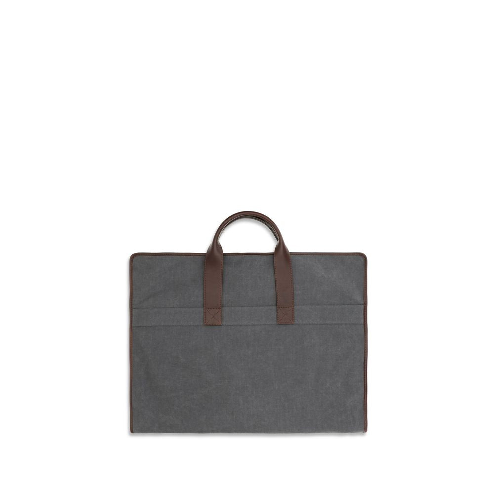 Travel Duffel Bag by Brunello Cucinelli for men in polyurethane polyester leather & viscose gray features a on trend Devotion Polyurethane Polyester Leather & Viscose Travel Duffel Bag design with a secure zipper, ample built-in-compartments, and versatile handle for a on trend aesthetic.