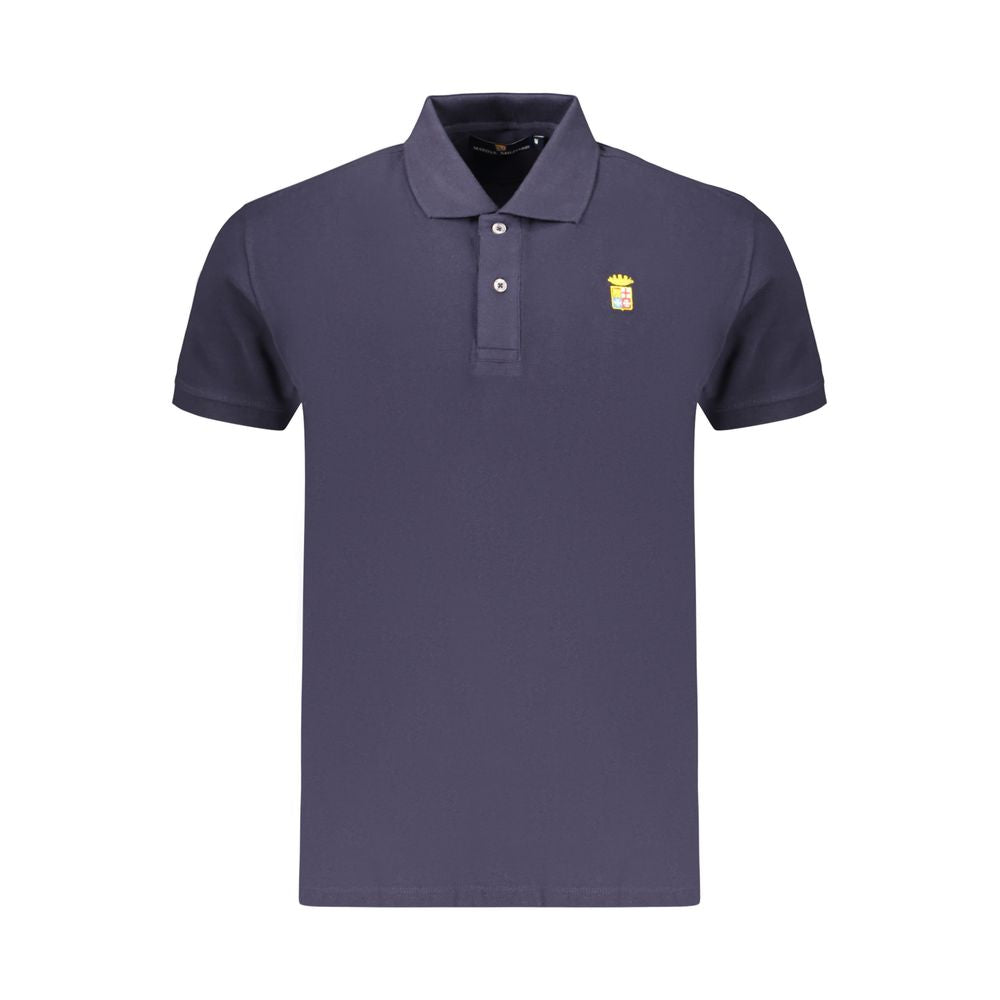 Polo Shirt by Marina Militare for men in cotton blue showcases a sharp silhouette, detailed with a refined and sharp for a sophisticated finish.