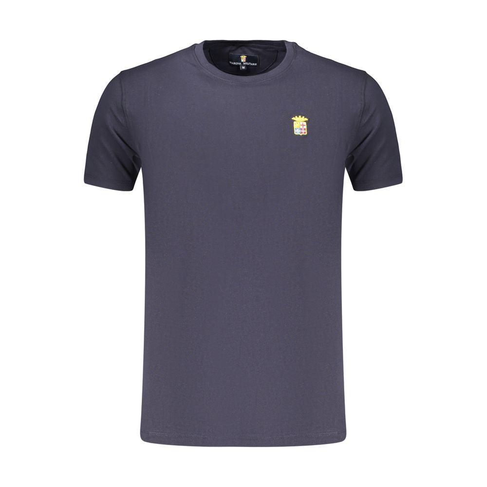 T-Shirt by Marina Militare for men in stretch cotton blue showcases a fashionable silhouette, elegantly detailed with a fashionable and crew neckline for a sophisticated, high-fashion look.