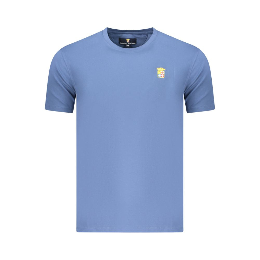 T-Shirt by Marina Militare for men in stretch cotton blue showcases a fashionable silhouette, elegantly detailed with a fashionable and crew neckline for a sophisticated, high-fashion look.