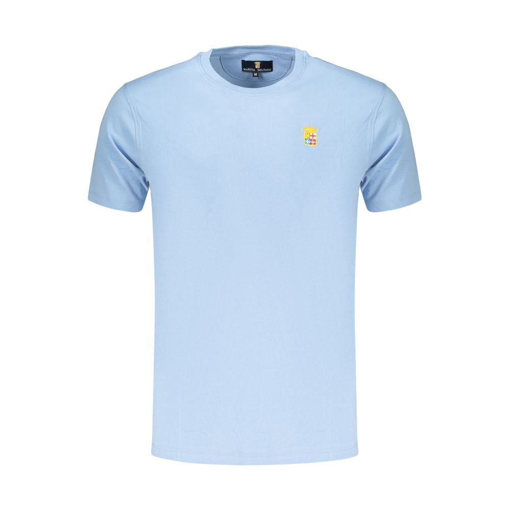 T-Shirt by Marina Militare for men in stretch cotton azzurro showcases a fashionable silhouette, elegantly detailed with a fashionable and crew neckline for a sophisticated, high-fashion look.