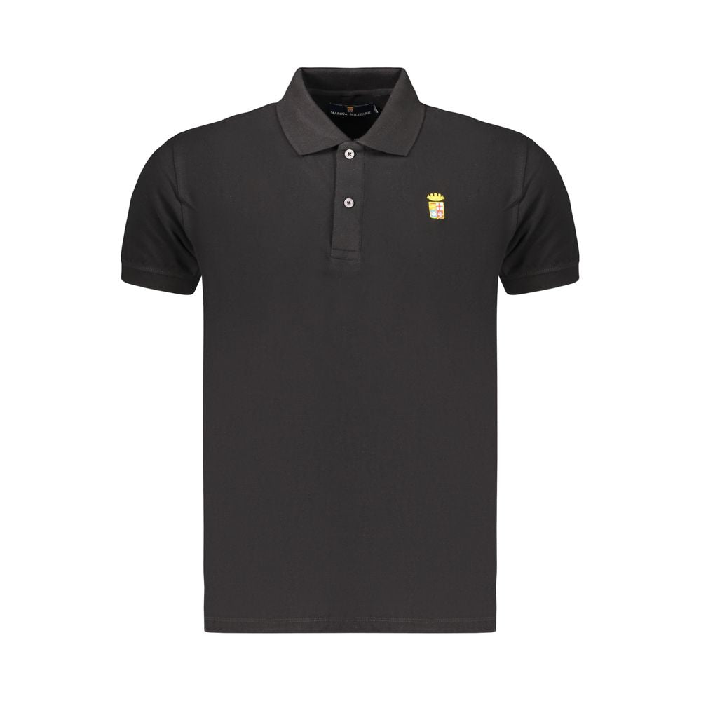 Polo Shirt by Marina Militare for men in cotton black presents a sleek silhouette, featuring a refined and for a sleek finish.