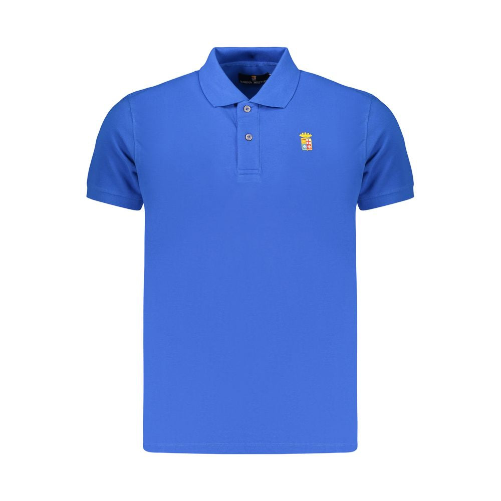 Polo Shirt by Marina Militare for men in cotton blue showcases a sharp silhouette, detailed with a refined and sharp for a sophisticated finish.