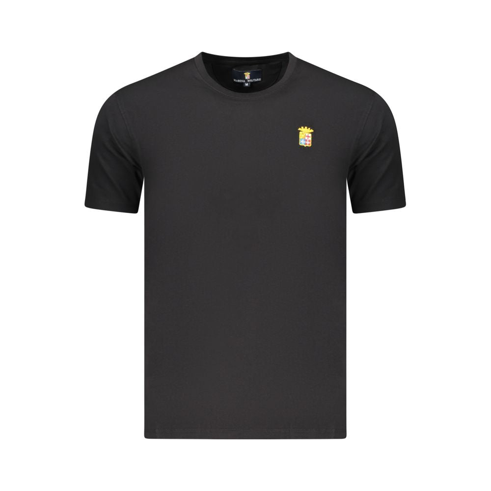 T-Shirt by Marina Militare for men in stretch cotton black showcases a fashionable silhouette, elegantly detailed with a fashionable and crew neckline for a sophisticated, high-fashion look.