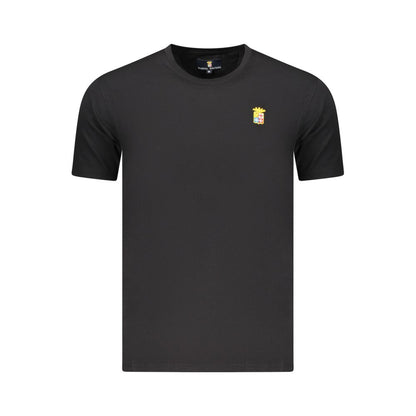 T-Shirt by Marina Militare for men in stretch cotton black showcases a fashionable silhouette, elegantly detailed with a fashionable and crew neckline for a sophisticated, high-fashion look.