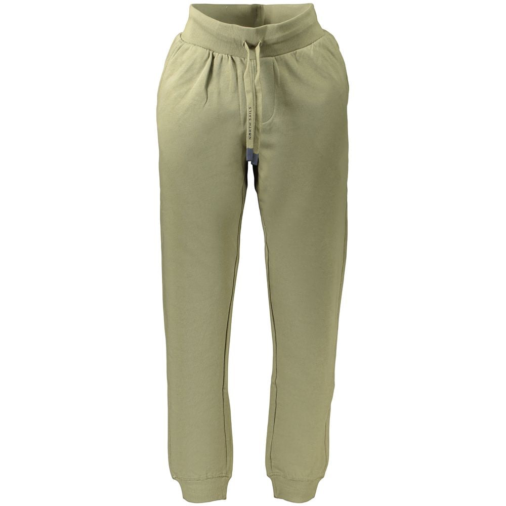 Joggers by North Sails for men in cotton green presents a tailored silhouette, showcasing a tailored and long cut with a refined for a truly tailored aesthetic.