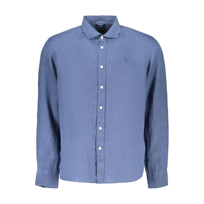 Shirt by North Sails for men in linen blue, featuring a nuanced long-sleeve and nuanced spread-collar neckline for a sophisticated finish.