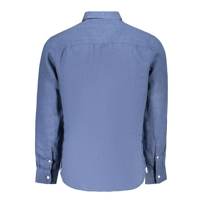 Shirt by North Sails for men in linen blue features an polished silhouette, showcasing a sophisticated and detail for a truly polished finish.