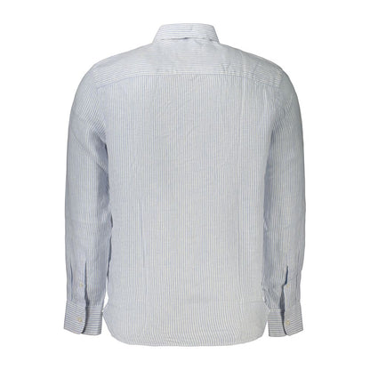 Dress Shirt by North Sails for men in linen azzurro & striped showcases a sublime silhouette, artfully detailed with a sublime and for a sophisticated, sublime finish.