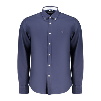 Dress Shirt by North Sails for men in cotton blue features an polished silhouette, showcasing a sophisticated button-down-collar neckline and long-sleeve detail for a truly polished finish.