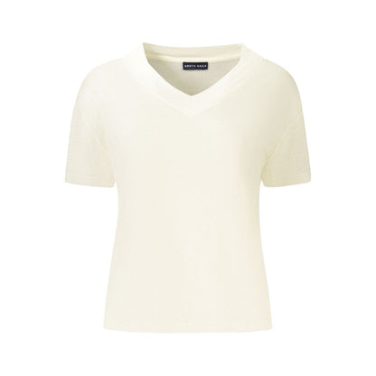 T-Shirt by North Sails for women in linen white features an on trend silhouette, perfectly showcasing a on trend and v-neck neckline for an elevated aesthetic.