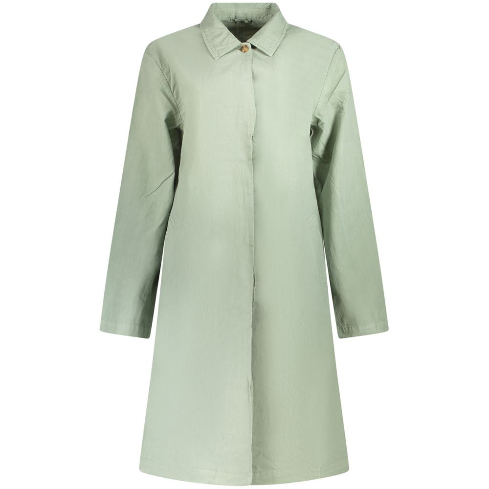 Trench Coat by North Sails for women in cotton green features an dramatic silhouette, perfectly showcasing the elegant and sophisticated pockets for a truly dramatic aesthetic.